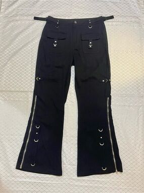 NWOT Black Flared Cargo Pants /w Silver Hardware Buckle Accents by Maileete